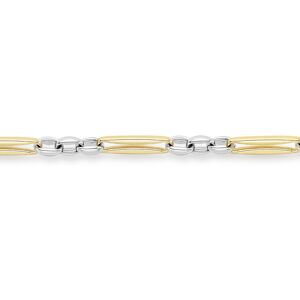 Jewelco London Ladies 9ct White & Yellow Gold Stretched Elongated Pinched Figaro Jewelco London Ladies 9ct White & Yellow Gold Stretched Elongated Pinched Figaro