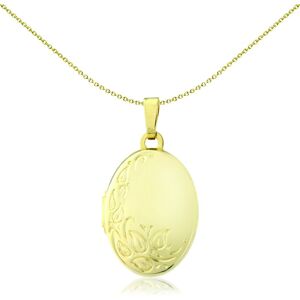 Jewelco London Ladies 9ct Yellow Gold Floral Motif Oval Locket Pendant - 18x14mm Jewelco London Ladies 9ct Yellow Gold Floral Motif Oval Locket Pendant - 18x14mm