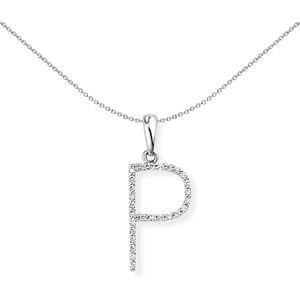 Jewelco London 18ct White Gold Pave Diamond Initial Charm Pendant Letter P 9mm x Jewelco London 18ct White Gold Pave Diamond Initial Charm Pendant Letter P 9mm x
