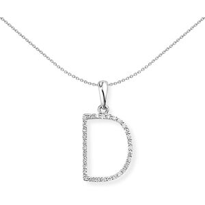 Jewelco London 18ct White Gold Pave Diamond Initial Charm Pendant Letter D 10mm Jewelco London 18ct White Gold Pave Diamond Initial Charm Pendant Letter D 10mm