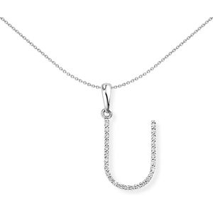 Jewelco London 18ct White Gold Pave Diamond Initial Charm Pendant Letter U 10mm Jewelco London 18ct White Gold Pave Diamond Initial Charm Pendant Letter U 10mm
