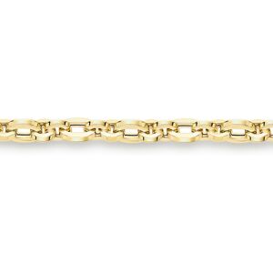 Jewelco London Ladies 9ct Yellow Gold Squared Circle Oval Links Cable Chain Brac Jewelco London Ladies 9ct Yellow Gold Squared Circle Oval Links Cable Chain Brac