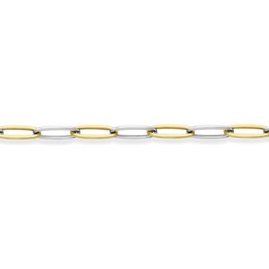 Jewelco London Ladies 9ct White & Yellow Gold Rectangular Tube Oval Link Chain B Jewelco London Ladies 9ct White & Yellow Gold Rectangular Tube Oval Link Chain B