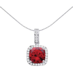 Jewelco London Sterling Silver Cubic Zirconia Ruby Princess Cut Pendant - GVP191 Jewelco London Sterling Silver Cubic Zirconia Ruby Princess Cut Pendant - GVP191