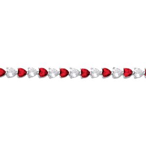 Jewelco London Sterling Silver CZ & Ruby Heart Stone Tennis Bracelet - GVB587RU Jewelco London Sterling Silver CZ & Ruby Heart Stone Tennis Bracelet - GVB587RU