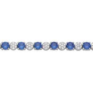 Jewelco London Sterling Silver Cluster CZ & Sapphire Tennis Bracelet - GVB622SAP Jewelco London Sterling Silver Cluster CZ & Sapphire Tennis Bracelet - GVB622SAP