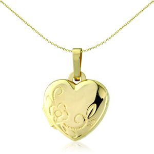 Jewelco London Ladies 9ct Yellow Gold Flower Love Heart Locket Pendant - 10mm - Jewelco London Ladies 9ct Yellow Gold Flower Love Heart Locket Pendant - 10mm -