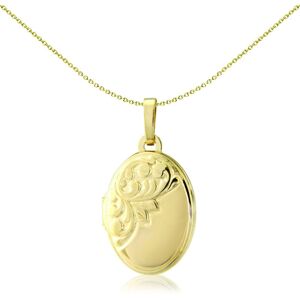 Jewelco London Ladies 9ct Yellow Gold Floral Motif Engraved Oval Locket Pendant Jewelco London Ladies 9ct Yellow Gold Floral Motif Engraved Oval Locket Pendant