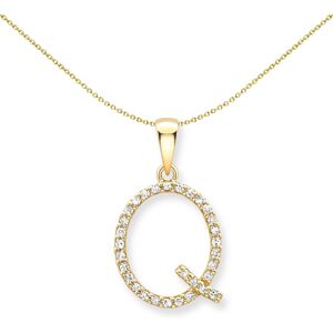 Jewelco London 9ct Yellow Gold Diamond Initial Charm Pendant Letter Q 10mm x 16m Jewelco London 9ct Yellow Gold Diamond Initial Charm Pendant Letter Q 10mm x 16m