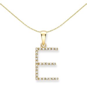 Jewelco London 18ct Yellow Gold Diamond Initial Charm Pendant Letter E 8mm x 18m Jewelco London 18ct Yellow Gold Diamond Initial Charm Pendant Letter E 8mm x 18m