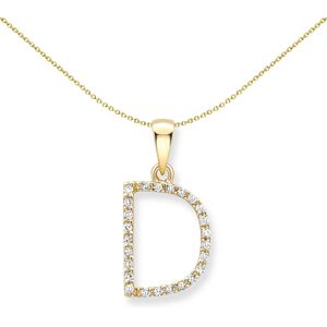 Jewelco London 18ct Yellow Gold Diamond Initial Charm Pendant Letter D 8mm x 17m Jewelco London 18ct Yellow Gold Diamond Initial Charm Pendant Letter D 8mm x 17m