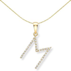 Jewelco London 18ct Yellow Gold Diamond Initial Charm Pendant Letter M 9mm x 14m Jewelco London 18ct Yellow Gold Diamond Initial Charm Pendant Letter M 9mm x 14m