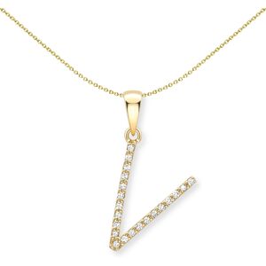 Jewelco London 18ct Yellow Gold Diamond Initial Charm Pendant Letter V 10mm x 15 Jewelco London 18ct Yellow Gold Diamond Initial Charm Pendant Letter V 10mm x 15