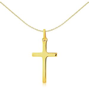 Jewelco London Solid 9ct Yellow Gold 2mm Thick Polished Cross Charm Pendant - CR Jewelco London Solid 9ct Yellow Gold 2mm Thick Polished Cross Charm Pendant - CR