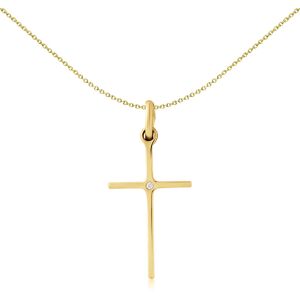 Jewelco London Solid 9ct Yellow Gold illusion set Diamond Cross Pendant 12x20mm Jewelco London Solid 9ct Yellow Gold illusion set Diamond Cross Pendant 12x20mm