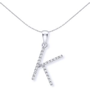 Jewelco London 9ct White Gold Diamond Initial Charm Pendant Letter K 8mm x 17mm Jewelco London 9ct White Gold Diamond Initial Charm Pendant Letter K 8mm x 17mm