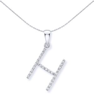 Jewelco London 9ct White Gold Diamond Initial Charm Pendant Letter H 8mm x 15mm Jewelco London 9ct White Gold Diamond Initial Charm Pendant Letter H 8mm x 15mm