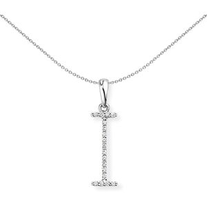 Jewelco London 18ct White Gold Pave Diamond Initial Charm Pendant Letter I 5mm x Jewelco London 18ct White Gold Pave Diamond Initial Charm Pendant Letter I 5mm x