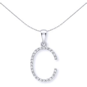 Jewelco London 9ct White Gold Diamond Initial Charm Pendant Letter C 10mm x 17mm Jewelco London 9ct White Gold Diamond Initial Charm Pendant Letter C 10mm x 17mm