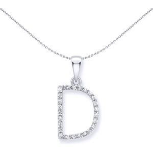 Jewelco London 9ct White Gold Diamond Initial Charm Pendant Letter D 8mm x 17mm Jewelco London 9ct White Gold Diamond Initial Charm Pendant Letter D 8mm x 17mm