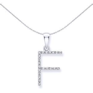 Jewelco London 9ct White Gold Diamond Initial Charm Pendant Letter F 8mm x 17mm Jewelco London 9ct White Gold Diamond Initial Charm Pendant Letter F 8mm x 17mm