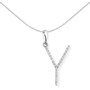 Jewelco London 18ct White Gold Pave Diamond Initial Charm Pendant Letter Y 10mm Jewelco London 18ct White Gold Pave Diamond Initial Charm Pendant Letter Y 10mm