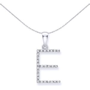 Jewelco London 9ct White Gold Diamond Initial Charm Pendant Letter E 8mm x 18mm Jewelco London 9ct White Gold Diamond Initial Charm Pendant Letter E 8mm x 18mm