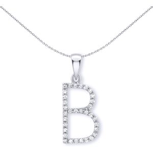 Jewelco London 9ct White Gold Diamond Initial Charm Pendant Letter B 8mm x 20mm Jewelco London 9ct White Gold Diamond Initial Charm Pendant Letter B 8mm x 20mm