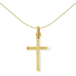 Jewelco London 9ct Yellow Gold Round Tube Bevelled Polished Cross Charm Pendant Jewelco London 9ct Yellow Gold Round Tube Bevelled Polished Cross Charm Pendant