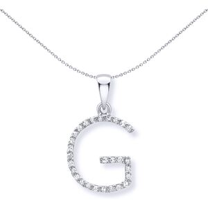 Jewelco London 9ct White Gold Diamond Initial Charm Pendant Letter G 10mm x 18mm Jewelco London 9ct White Gold Diamond Initial Charm Pendant Letter G 10mm x 18mm