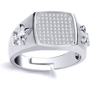 Jewelco London Mens Sterling Silver Cubic Zirconia Fleur De Lis Square Cushion S Jewelco London Mens Sterling Silver Cubic Zirconia Fleur De Lis Square Cushion S