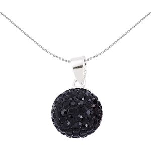 Jewelco London Ladies Sterling Silver Black Crystal Disco Ball Pendant Necklace Jewelco London Ladies Sterling Silver Black Crystal Disco Ball Pendant Necklace