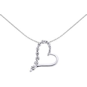 Jewelco London Ladies Sterling Silver Cubic Zirconia Love Heart Pendant Necklace Jewelco London Ladies Sterling Silver Cubic Zirconia Love Heart Pendant Necklace