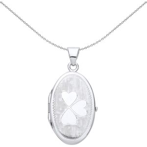 Jewelco London Ladies Sterling Silver Love Heart Clover Oval Locket Necklace 18 Jewelco London Ladies Sterling Silver Love Heart Clover Oval Locket Necklace 18