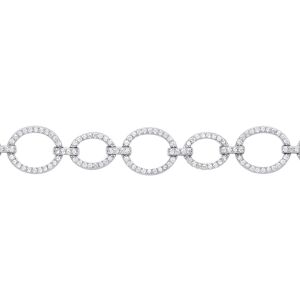 Jewelco London Ladies Sterling Silver Cubic zirconia Open Halo Bubbly Oval Link Jewelco London Ladies Sterling Silver Cubic zirconia Open Halo Bubbly Oval Link