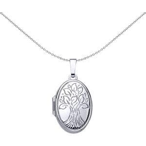 Jewelco London Ladies Sterling Silver Oval Leaves Locket Necklace 18 inch - LK38 Jewelco London Ladies Sterling Silver Oval Leaves Locket Necklace 18 inch - LK38