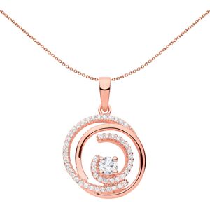 Jewelco London Ladies Rose Gold-Plated Sterling Silver CZ Tornado Spiral Solitai Jewelco London Ladies Rose Gold-Plated Sterling Silver CZ Tornado Spiral Solitai