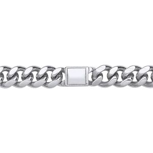 Jewelco London Mens Rhodium Plated Sterling Silver Square ID Bar Cuban Curb Link Jewelco London Mens Rhodium Plated Sterling Silver Square ID Bar Cuban Curb Link