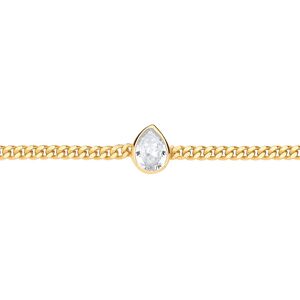 Jewelco London Ladies Gold-Plated Sterling Silver Pear CZ Bezel Solitaire Curb C Jewelco London Ladies Gold-Plated Sterling Silver Pear CZ Bezel Solitaire Curb C