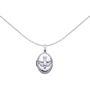 Jewelco London Ladies Sterling Silver Oval Bird Locket Necklace 18 inch - LK33 Jewelco London Ladies Sterling Silver Oval Bird Locket Necklace 18 inch - LK33