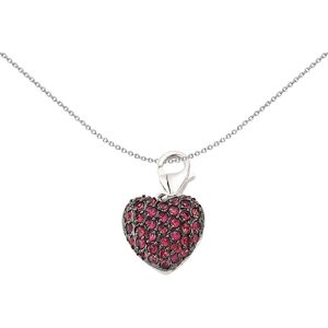 Jewelco London Unisex Sterling Silver Ruby-Red Crystal 3D Cushion Love Heart Lob Jewelco London Unisex Sterling Silver Ruby-Red Crystal 3D Cushion Love Heart Lob