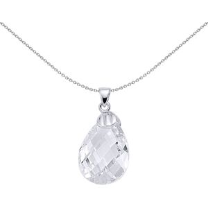 Jewelco London Ladies Sterling Silver Pear Cubic Zirconia Pear Drop Charm Neckla Jewelco London Ladies Sterling Silver Pear Cubic Zirconia Pear Drop Charm Neckla