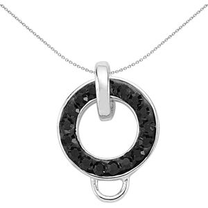 Jewelco London Unisex Sterling Silver Black Crystal Pave Halo Extender Charm - C Jewelco London Unisex Sterling Silver Black Crystal Pave Halo Extender Charm - C