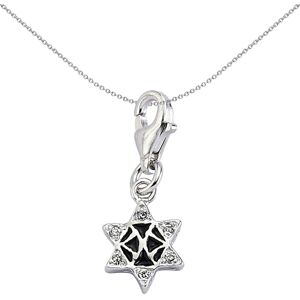 Jewelco London Unisex Sterling Silver Crystal Black Enamel Magen David Star Lobs Jewelco London Unisex Sterling Silver Crystal Black Enamel Magen David Star Lobs