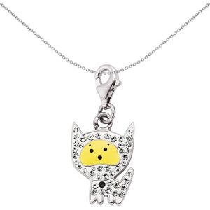 Jewelco London Unisex Sterling Silver Crystal Yellow Enamel Cat Lobster Clasp Li Jewelco London Unisex Sterling Silver Crystal Yellow Enamel Cat Lobster Clasp Li