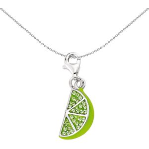 Jewelco London Unisex Sterling Silver Green Crystal Enamel Lemon Lime Slice Lobs Jewelco London Unisex Sterling Silver Green Crystal Enamel Lemon Lime Slice Lobs