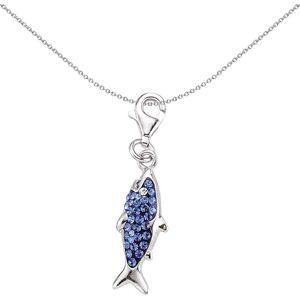 Jewelco London Unisex Sterling Silver Blue Crystal Shark Fish Lobster Clasp Link Jewelco London Unisex Sterling Silver Blue Crystal Shark Fish Lobster Clasp Link