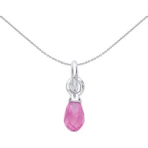 Jewelco London Pink Crystal Pear Necklace - Sterling Silver Jewelco London Pink Crystal Pear Necklace - Sterling Silver