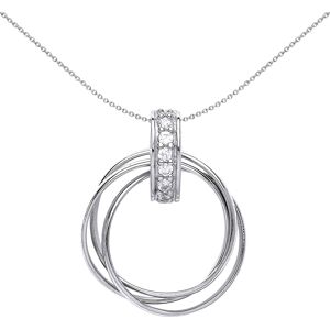 Jewelco London Ladies Sterling Silver Cubic Zirconia Chinese Linking Rings Charm Jewelco London Ladies Sterling Silver Cubic Zirconia Chinese Linking Rings Charm