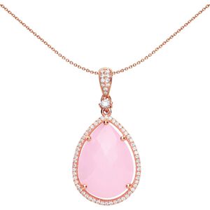 Jewelco London Ladies Rose Gold-Plated Sterling Silver Pink Pear Quartz and Cubi Jewelco London Ladies Rose Gold-Plated Sterling Silver Pink Pear Quartz and Cubi